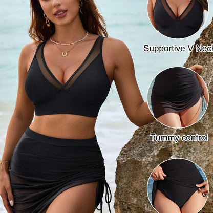 👙Sada bikin s vysokým pasem ze síťoviny