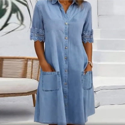 🔥Skvělá nabídka! Elegantní džínové šaty🔵