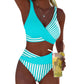 👙 Barevně blokované bikiny S-3XL: Stylové a tvarující dvoudílné plavky |Čepice zdarma🎁💥
