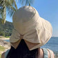 👒☀️ Letní výprodej Dámský klobouk s širokým okrajem a mašlí
