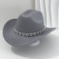 🔥👒Dámský kovbojský klobouk se srdíčky ze strassů – Elegantní francouzský jazzový fedora