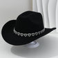 🔥👒Dámský kovbojský klobouk se srdíčky ze strassů – Elegantní francouzský jazzový fedora