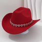 🔥👒Dámský kovbojský klobouk se srdíčky ze strassů – Elegantní francouzský jazzový fedora
