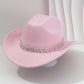 🔥👒Dámský kovbojský klobouk se srdíčky ze strassů – Elegantní francouzský jazzový fedora