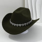 🔥👒Dámský kovbojský klobouk se srdíčky ze strassů – Elegantní francouzský jazzový fedora