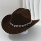 🔥👒Dámský kovbojský klobouk se srdíčky ze strassů – Elegantní francouzský jazzový fedora