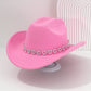 🔥👒Dámský kovbojský klobouk se srdíčky ze strassů – Elegantní francouzský jazzový fedora