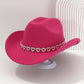 🔥👒Dámský kovbojský klobouk se srdíčky ze strassů – Elegantní francouzský jazzový fedora