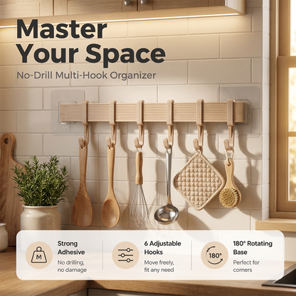 Nástěnný držák na kuchyňské háčky bez vrtání