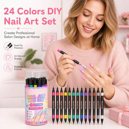 🎨 12barevné fixy na zdobení nehtů – oboustranné, nekonečné možnosti designu